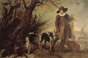 WILDENS, Jan A Hunter with Dogs Against a Landscape